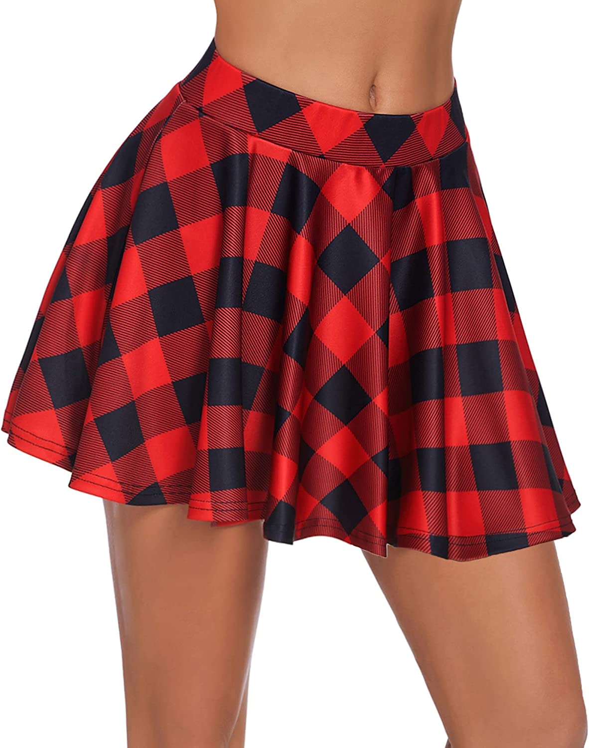 Avidlove Pleated Mini Skirt Plaid Skirts High Waist A Line Skater Skirt for Lingerie Schoolgirl