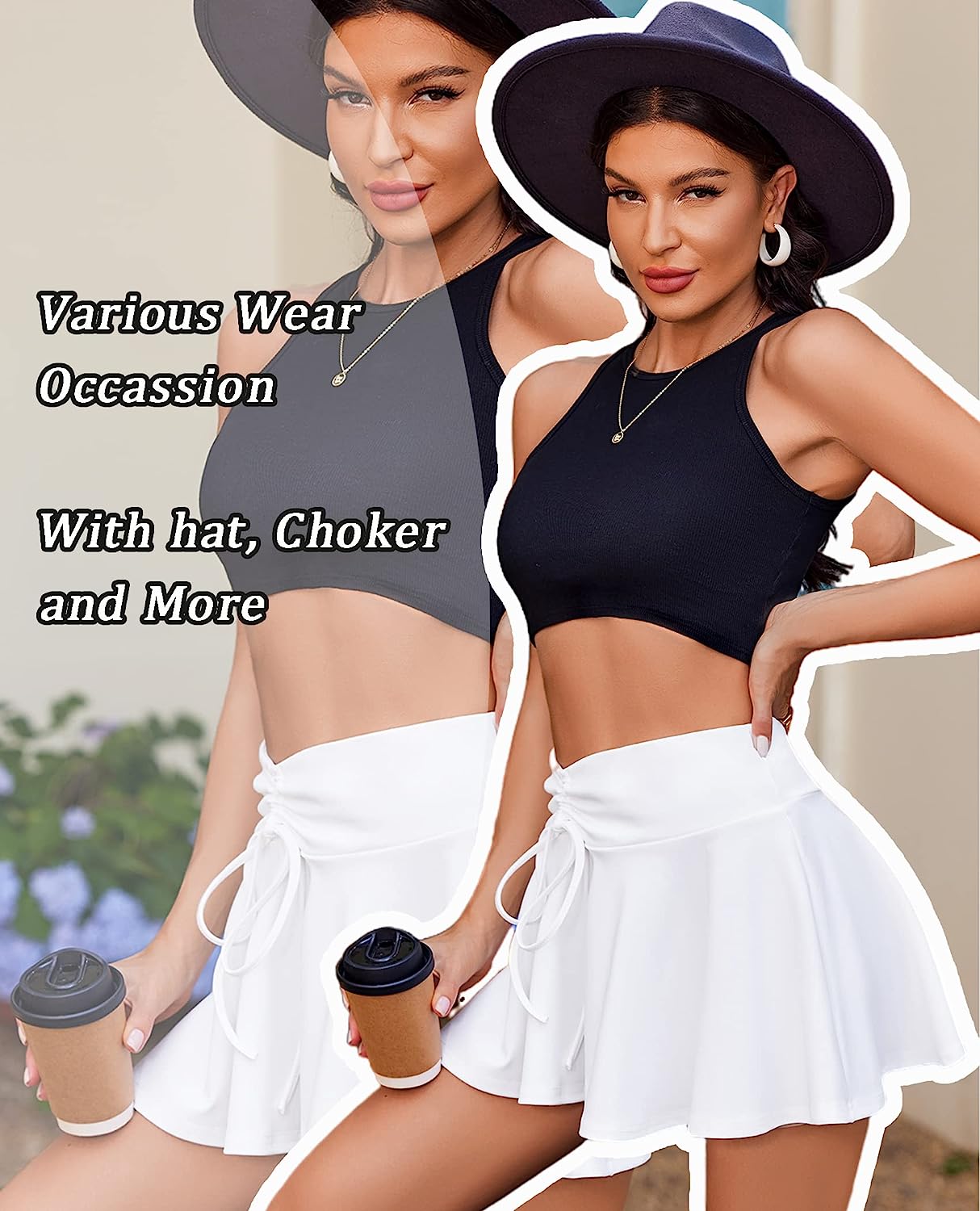 Avidlove Mini Skirt for Pleated Drawstring High Waist Skater Skirt Lingerie Skirts S-XXL