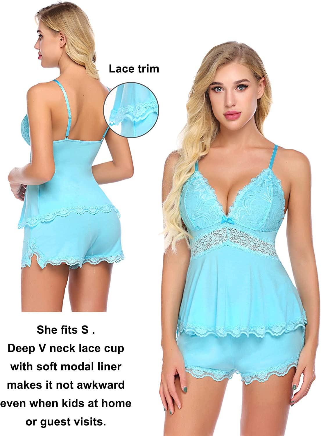 Avidlove Sweetness Cami Set Lace Camisole Lingerie Nightwear Pajamas Lounge Sets