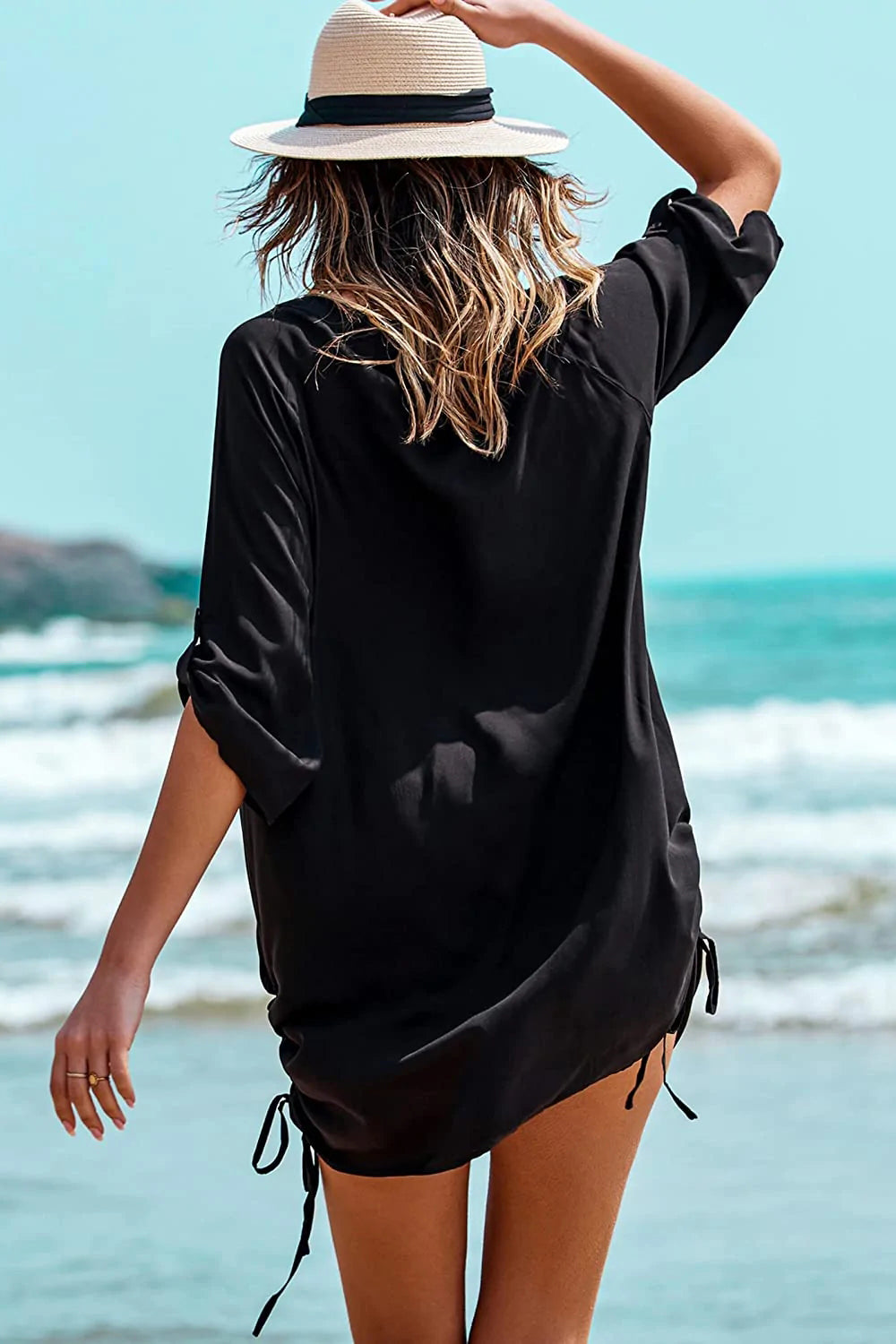 Avidlove Swimsuit Coverup for Beach Cover Up Dress V-Neck Bathing Suit Cover Ups Casual Loose Bikini Tunic Top