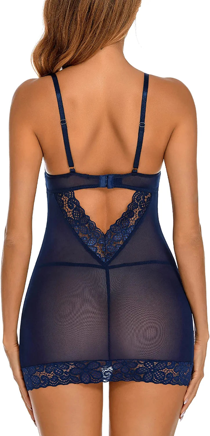 Avidlove Lingerie for Lace Chemises Strappy Babydoll Sleepwear Mini Dress S-XXXL