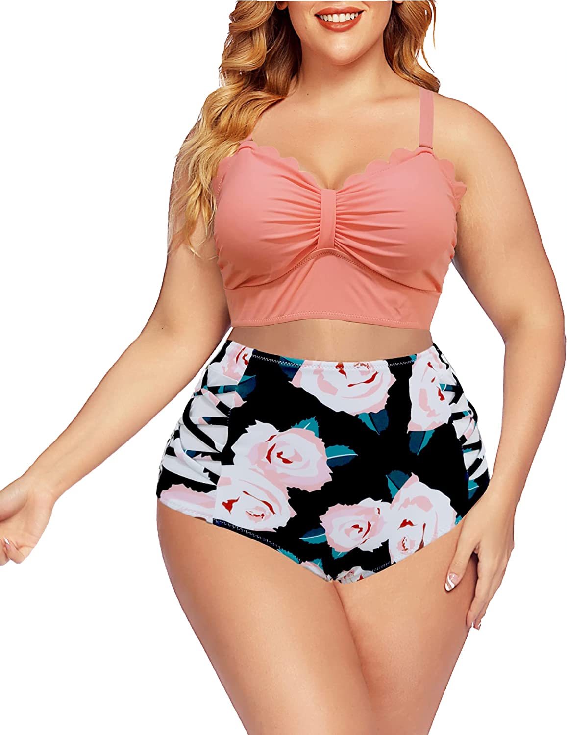 Avidlove Swimsuit for High Waisted Bikini Tummy Control 2 Piece Swimwear Bathing Suits S~4XL