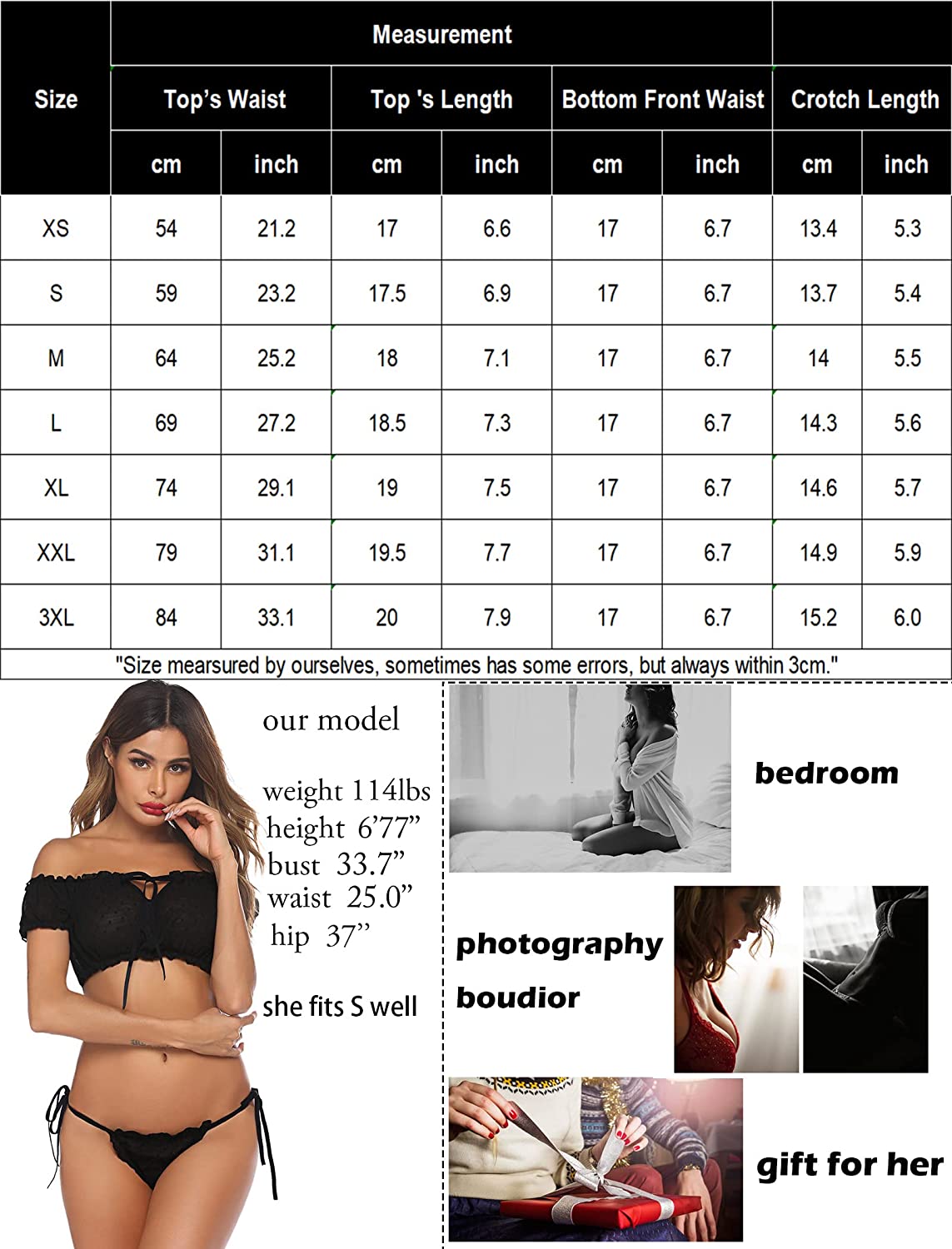 Avidlove Bra and Panty Set Ruffle Lingerie Set Mesh Babydoll Chemise