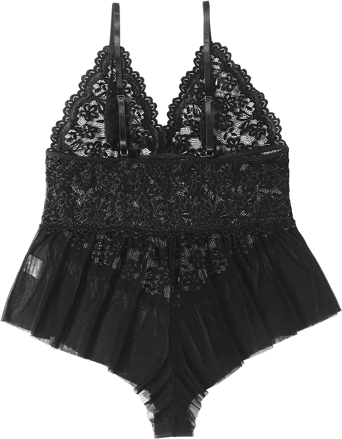 Avidlove Plus Size Lingerie for Lace Bodysuit One Piece Teddy Babydoll Mesh Chemise V Neck Sleepwear L-4XL