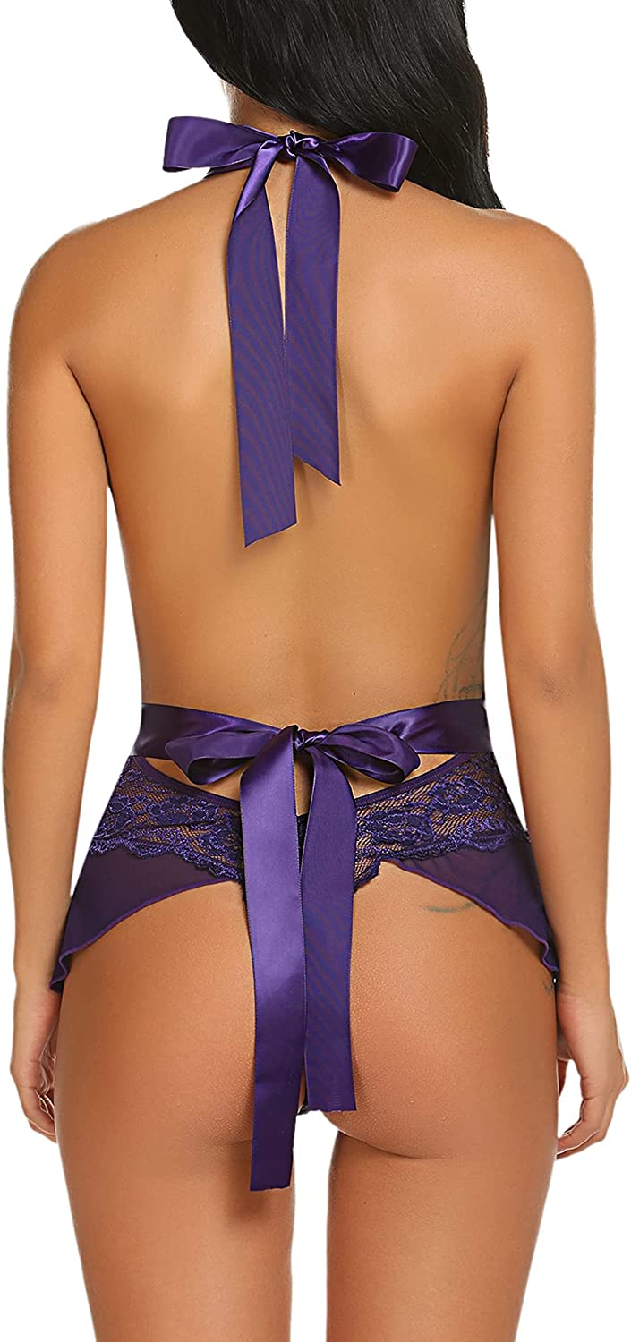 Avidlove Lingerie for Lace Teddy Bodysuit Halter V Neck One Piece Lingerie Babydoll XS-XXXL