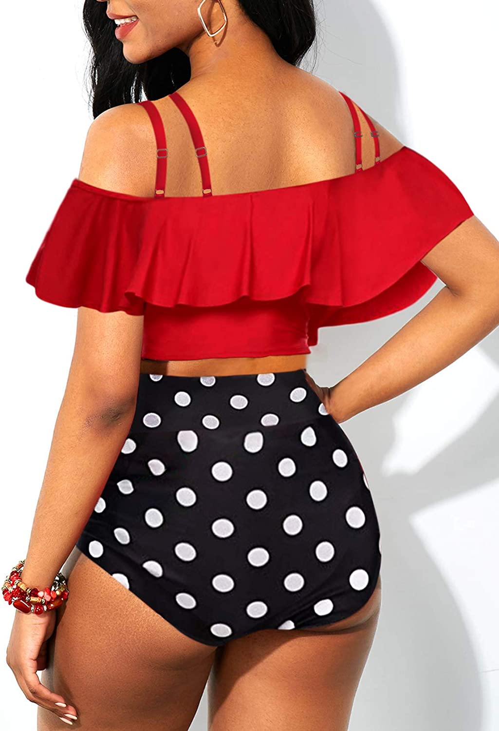 Avidlove Swimsuits for Two Piece Bathing Suits Ruffled Flounce Top with High Waisted Bottom Bikini Set