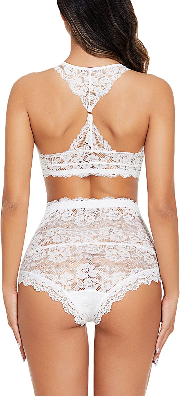 Avidlove High Waisted Lingerie Set Lace Bralette Set Bra Panty Set