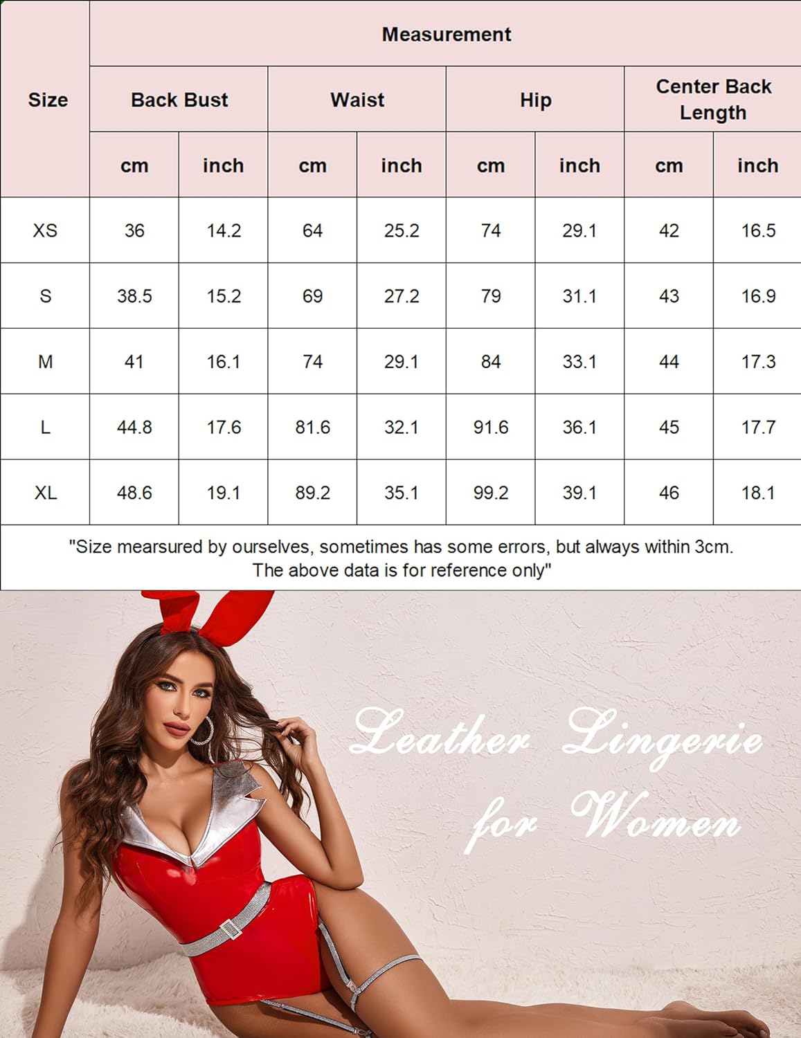 Avidlove Leather Lingerie for Snap Crotch Teddy Mini Babydoll Fashion Garter Set