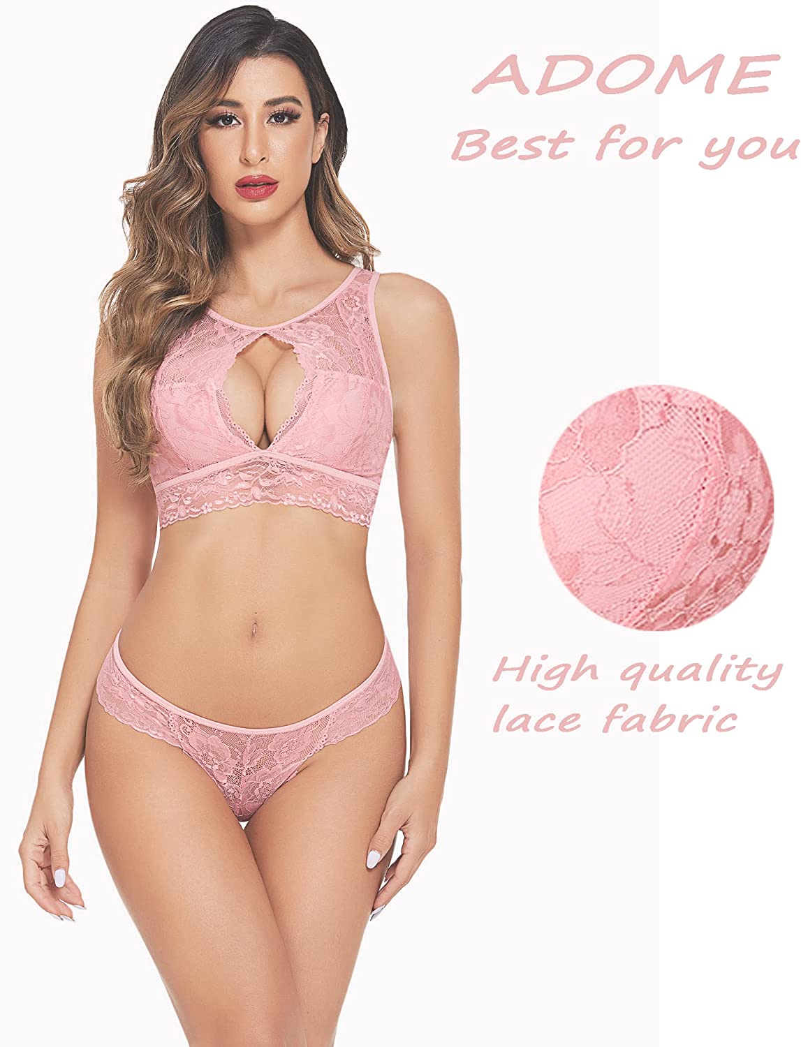 Avidlove Lingerie 2 Piece Lace Babydoll Bra and Panty Set Mini Sleepwear
