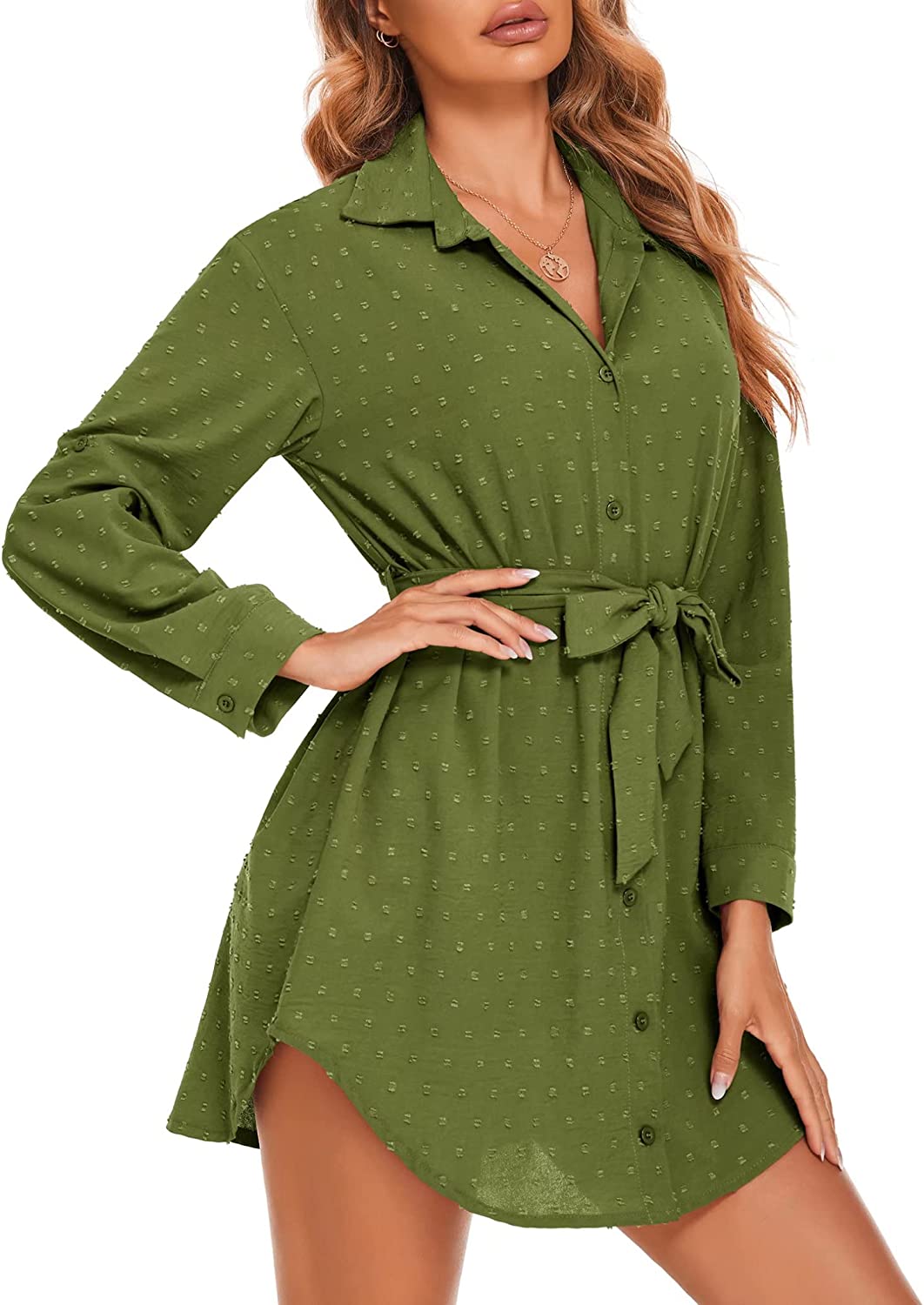 Mid-Long Blouse Tops with Belt
