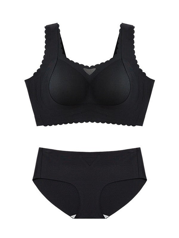 Fan-Shaped Design Natural Lifting Adjustment Plus Size Bra Black