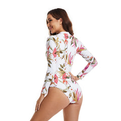 Rash Guard Long Sleeve One Piece Swimsuit Zipper Swimwear