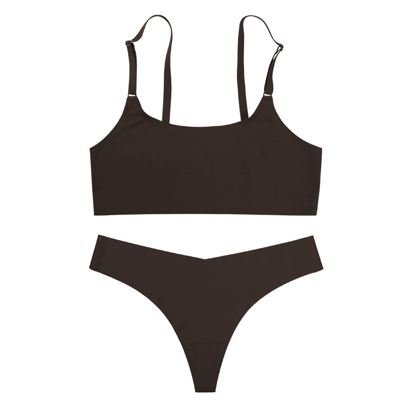 No Show Seamless Solid Bra & Panty Set