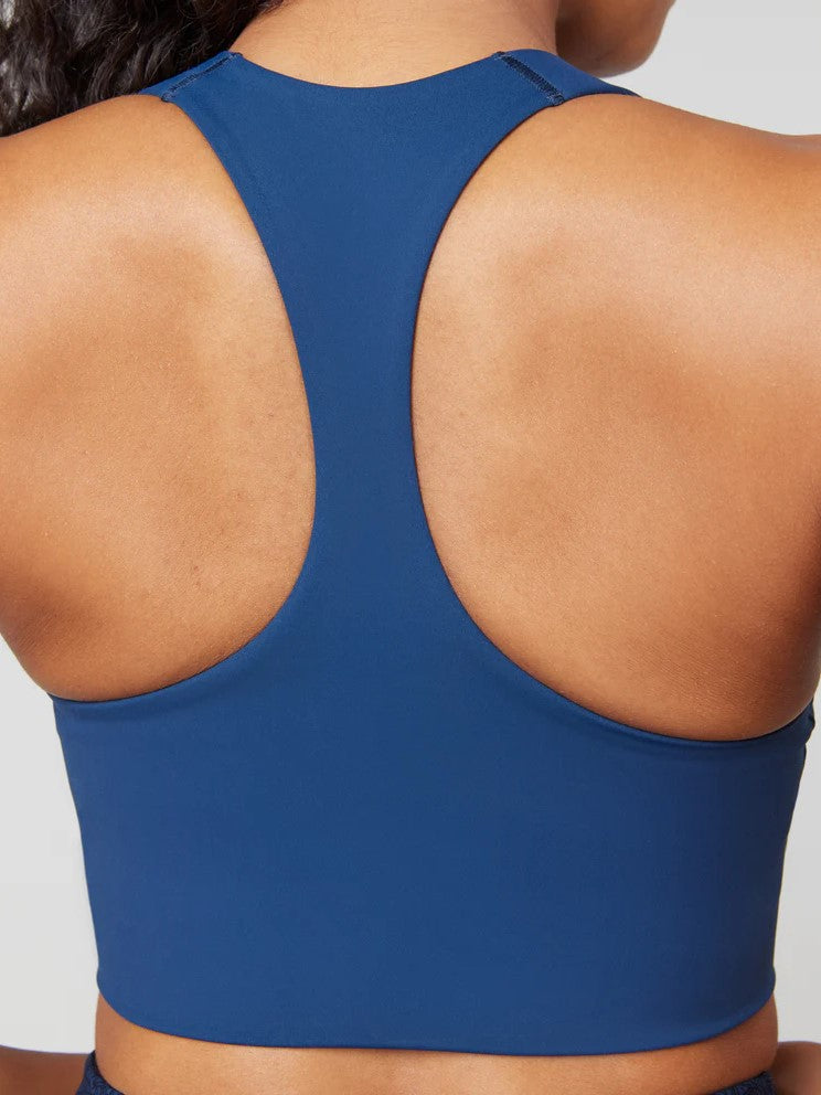 Longline Medium Impact Sports Wireless Bra  Blue