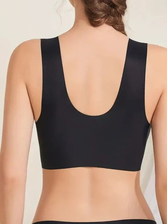 Lace Seamless Wirefree Push-up Pus size Full Coverage Bra Black