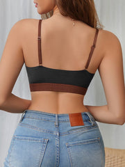 Colorblocked Cross Webbing Seamless Thin Wireless Bra
