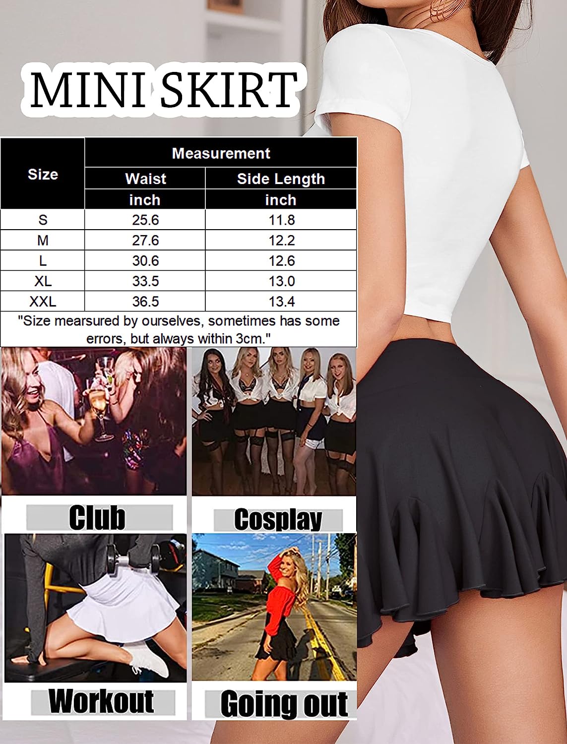 Avidlove Mini Skirt Pleated Skirts High Waist Skater Skirt Ruffle Lingerie Skirts S-XXL