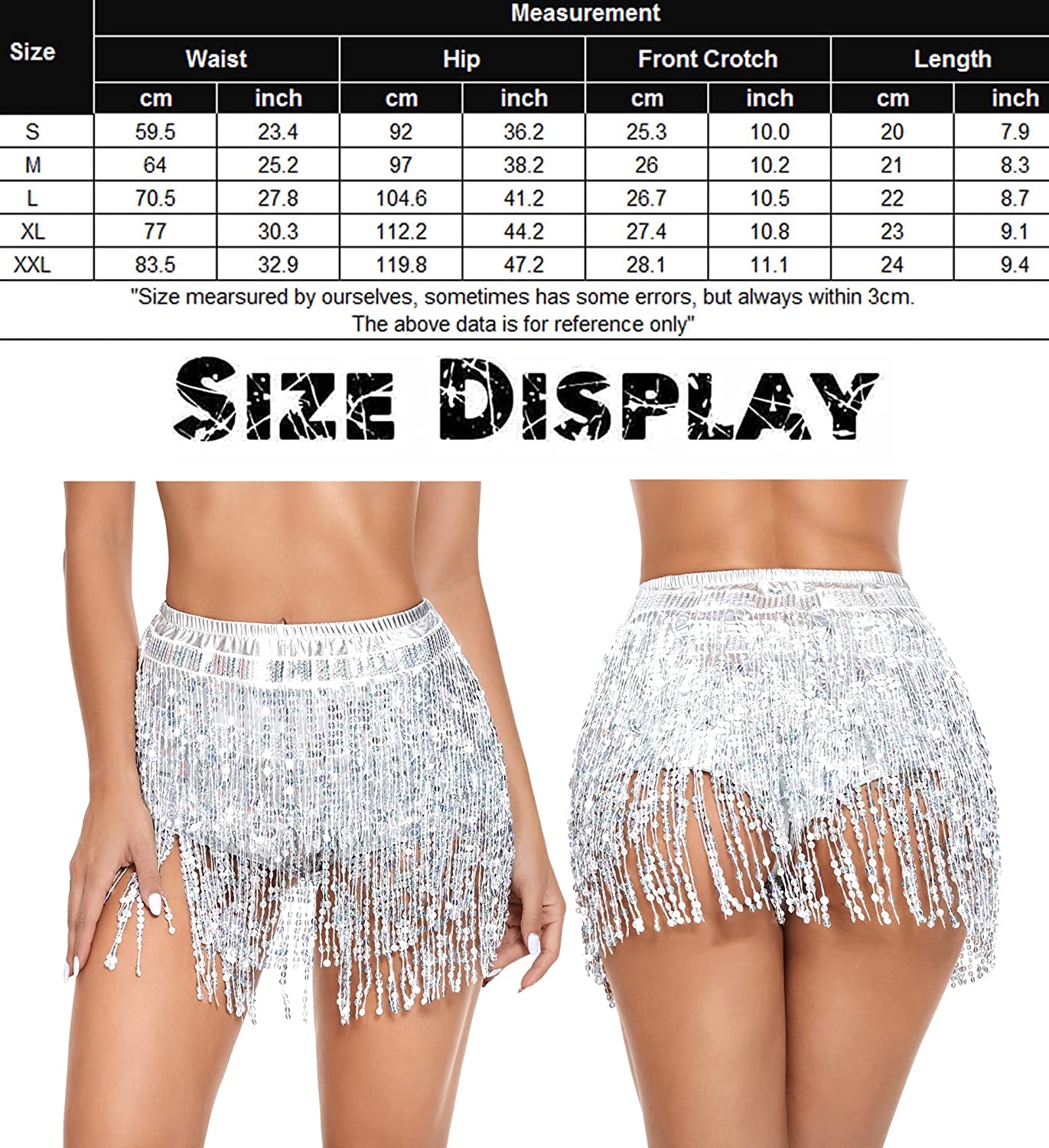 Avidlove Sequin Tassel Skirt Belly Dance Belt Dance Performance Skirt Party Rave Skirt for Women