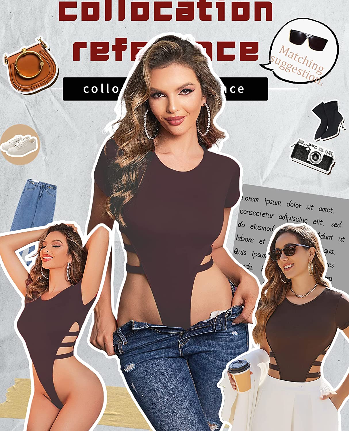 Avidlove Bodysuit Cut Out Short Sleeve Body Suits Leotard Tops Casual Daily Outfits T Shirts S-XXL