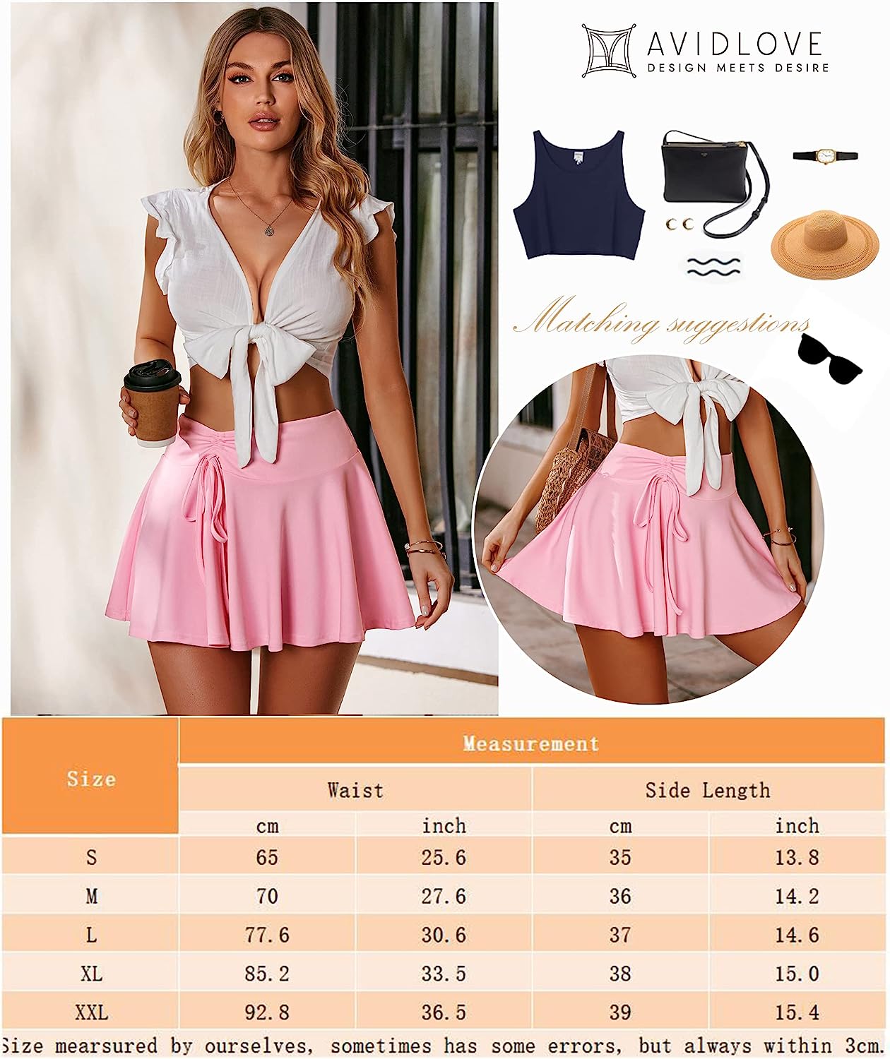 Avidlove Mini Skirt for Pleated Drawstring High Waist Skater Skirt Lingerie Skirts S-XXL