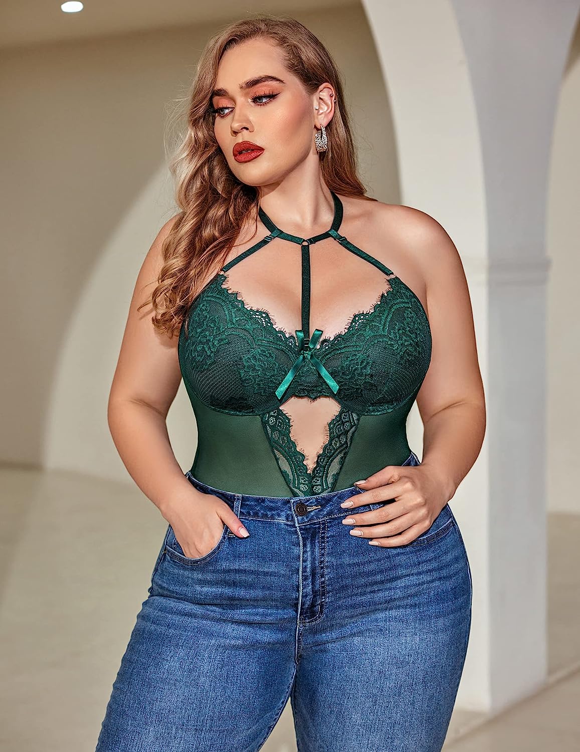 Avidlove Plus Size Lingerie for Lace Bodysuit Teddy Lingerie One Piece Babydoll