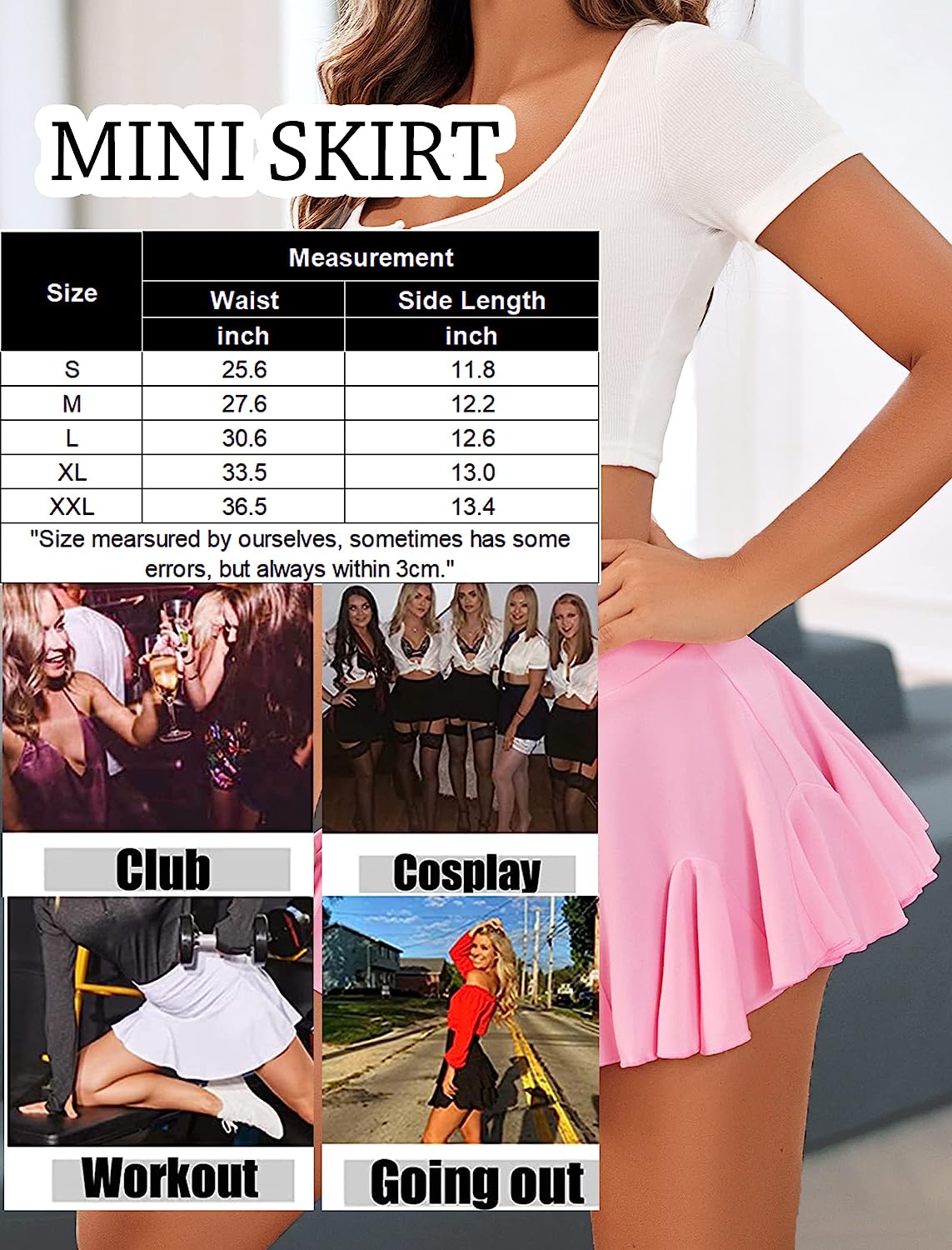 Avidlove Mini Skirt Pleated Skirts High Waist Skater Skirt Ruffle Lingerie Skirts S-XXL
