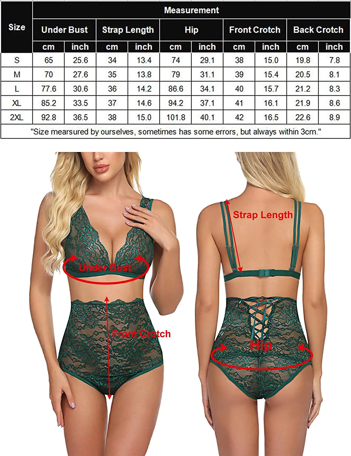 Avidlove Lingerie for High Waist Bra and Panty Set Strappy Babydoll Bodysuit