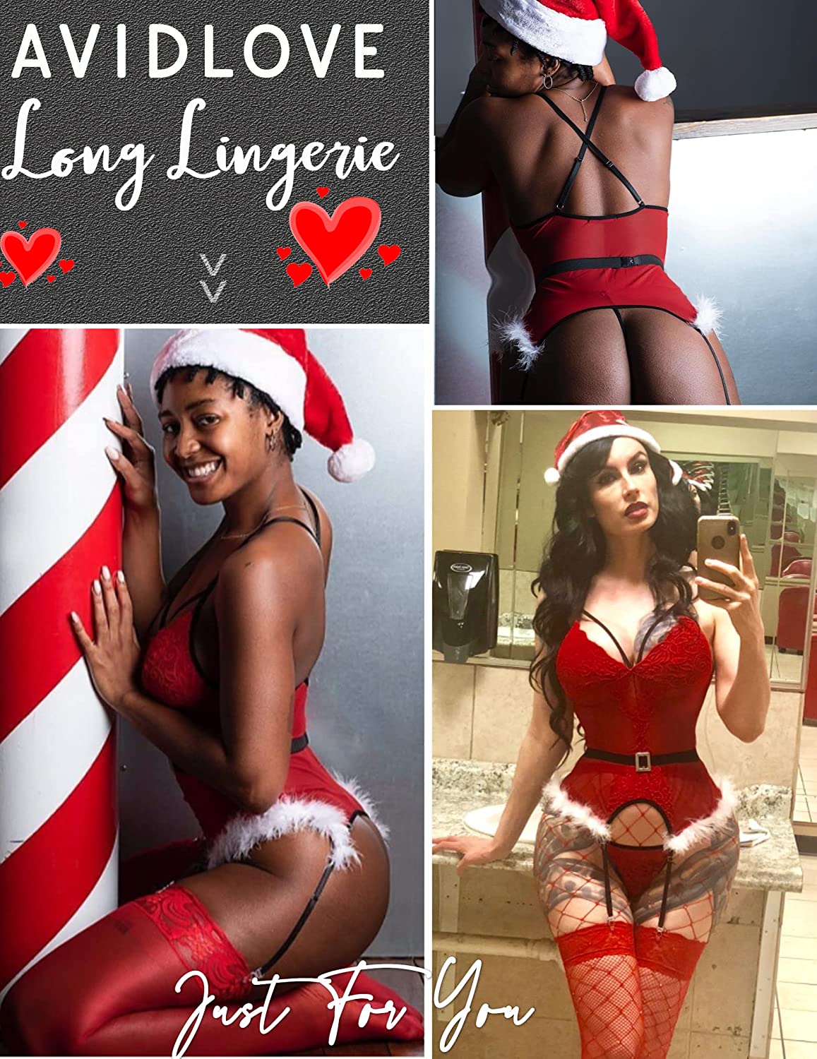 Avidlove Christmas Lingerie for Lace Bodysuit Lingerie Set Corset Lingerie Boudoir Outfits