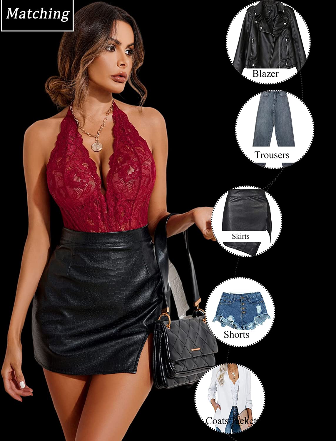 Avidlove Lace Bodysuit Teddy Lingerie Snap Crotch Lingerie One Piece Babydoll