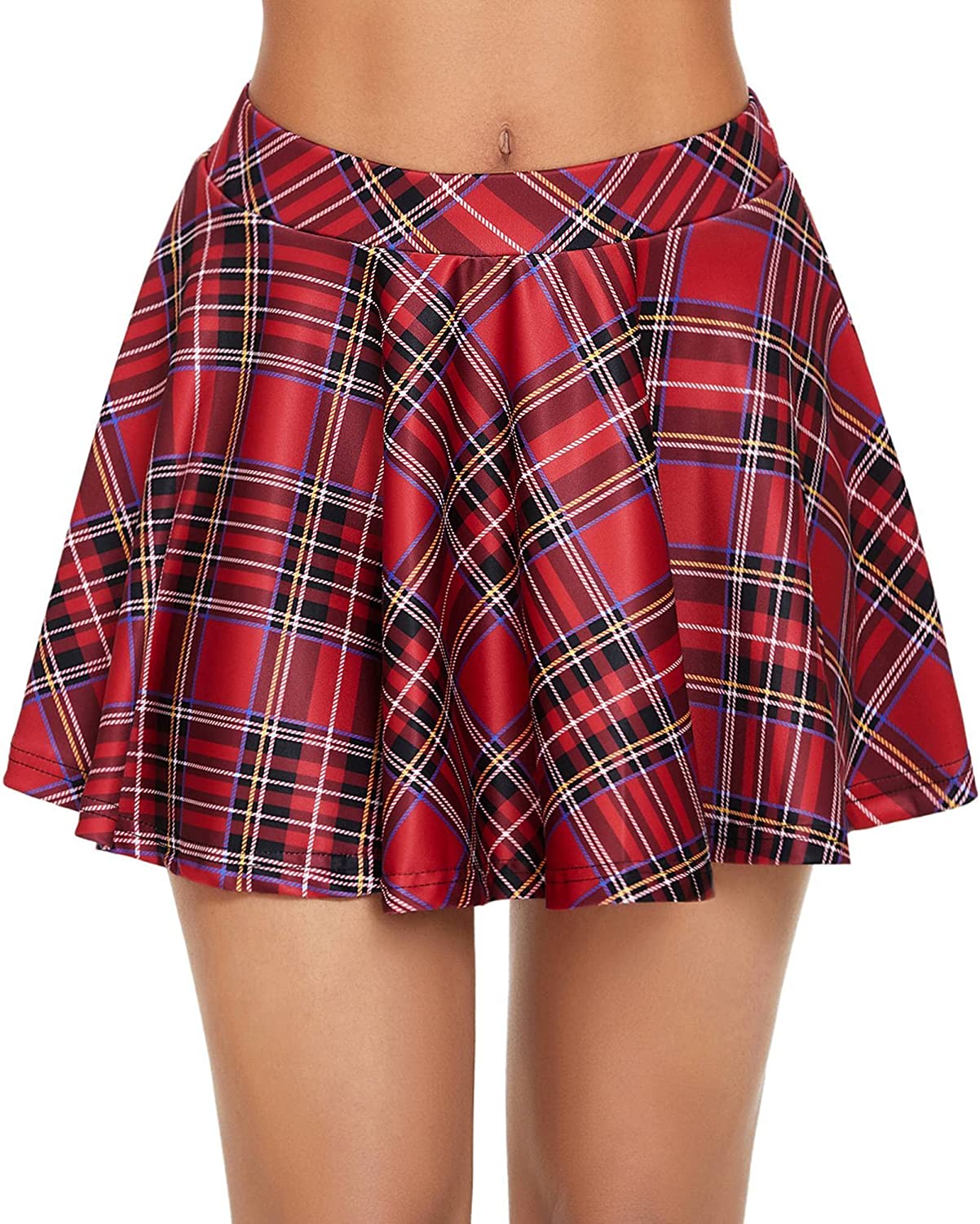 Avidlove Pleated Mini Skirt Plaid Skirts High Waist A Line Skater Skirt for Lingerie Schoolgirl