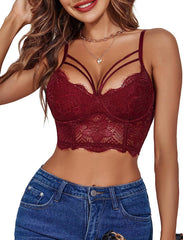 Avidlove Bustier Tops for Underwired Camisoles Two Layer Supportive Push Up Lace Bralette Cami Tank Top