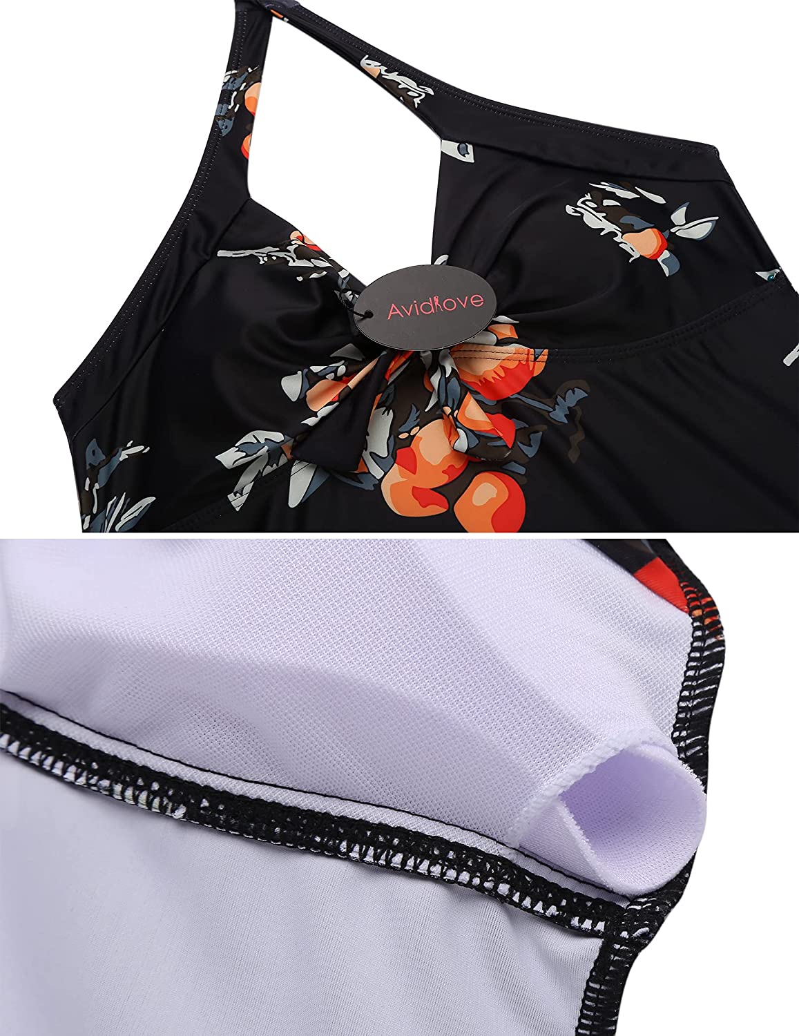 Avidlove Swimsuits for Two Piece Retro Tankini Set Halter Swimsuit Vintage Bathing Suits with Boyshorts