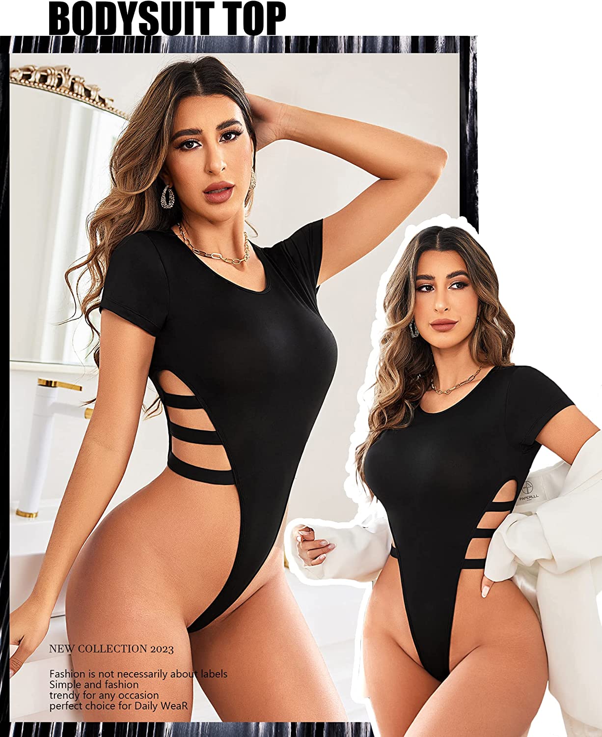 Avidlove Bodysuit Cut Out Short Sleeve Body Suits Leotard Tops Casual Daily Outfits T Shirts S-XXL