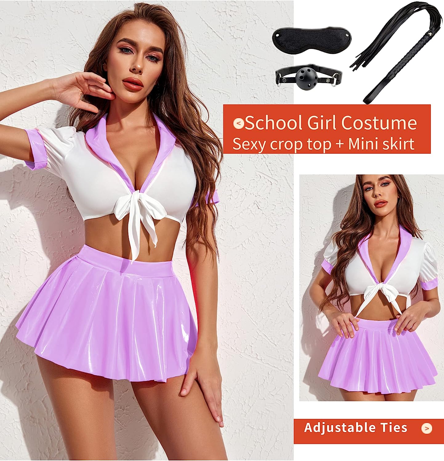 Avidlove Lingerie Set Naughty School Girl Outfit Student Cosplay Lingerie Set with Top and Mini Skirt