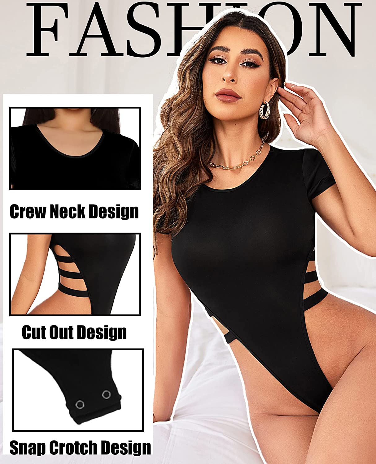 Avidlove Bodysuit Cut Out Short Sleeve Body Suits Leotard Tops Casual Daily Outfits T Shirts S-XXL