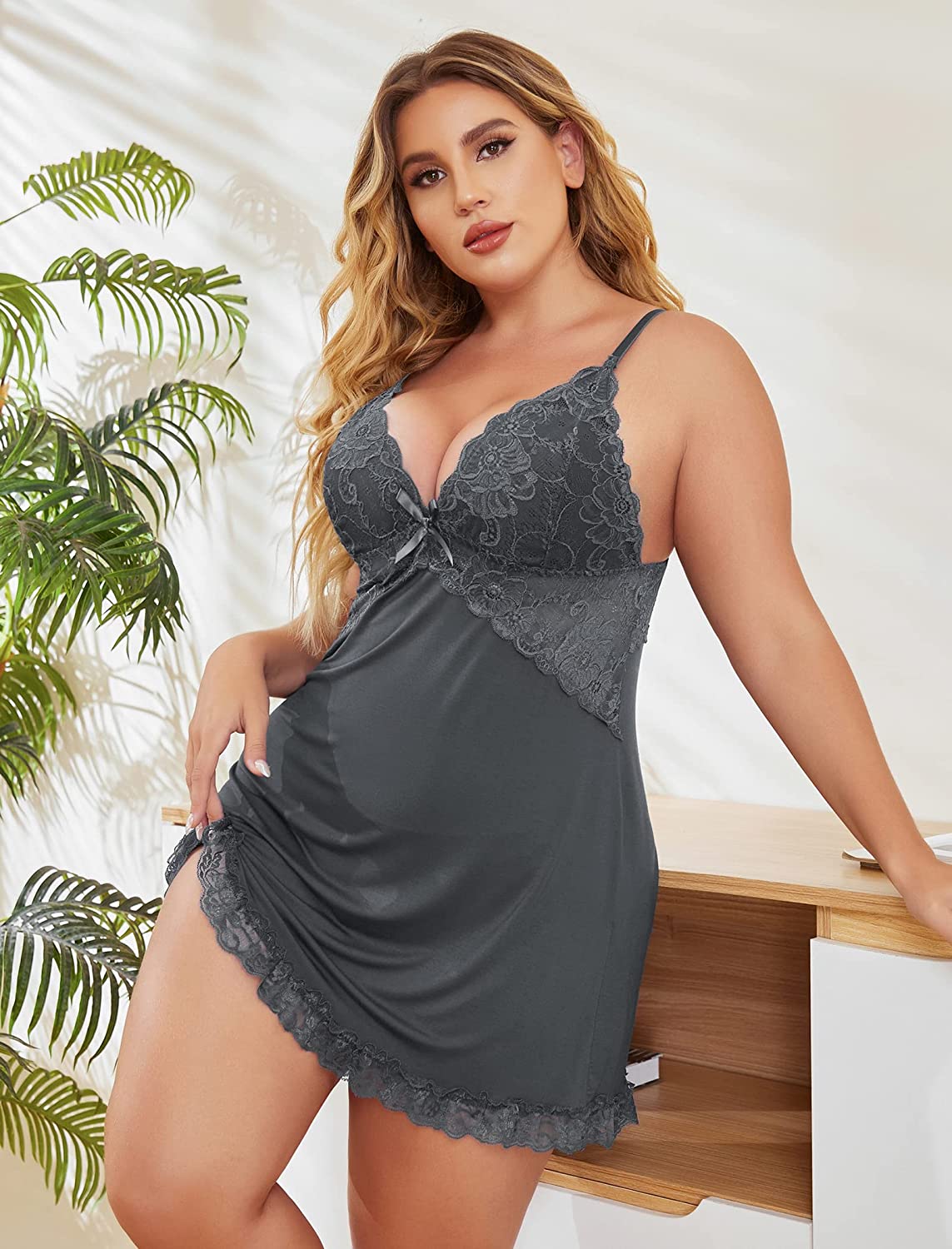 Avidlove Chemise Lingerie Full Slip Lace Babydoll Sleepwear Nightgown Dress