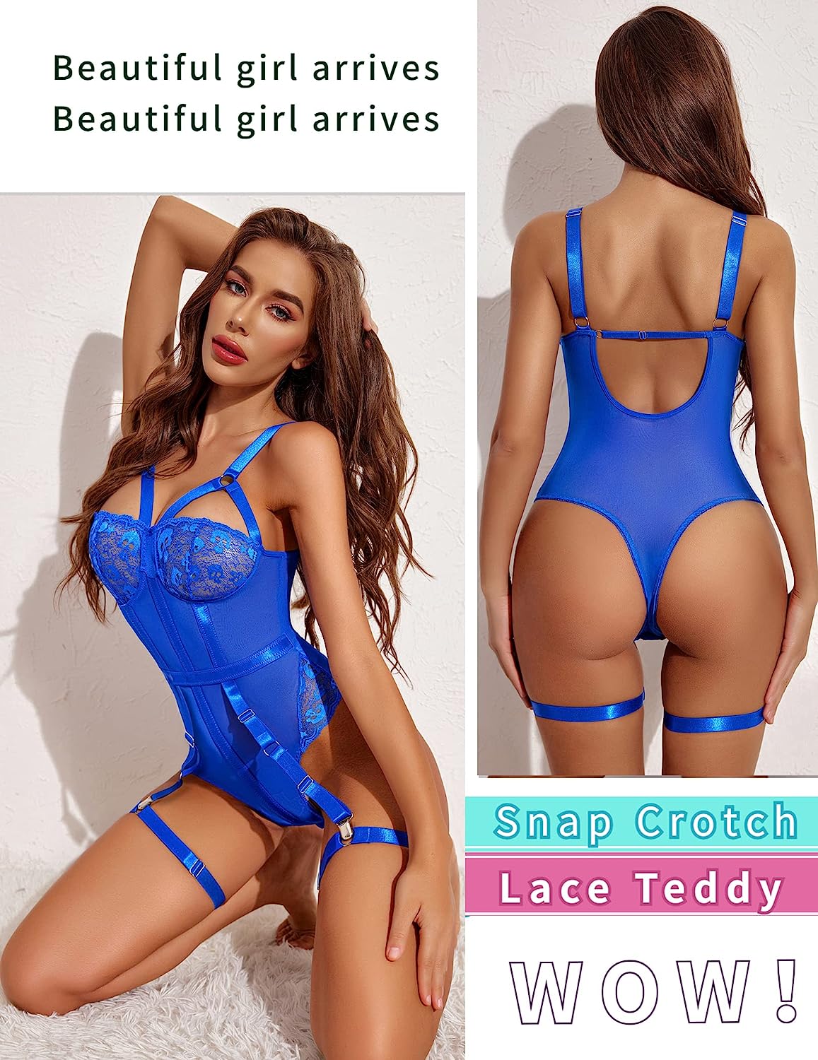 Avidlove Teddy Lingerie for with Garter Belt One Piece Lingerie Naughty Strappy Lingerie Lace Exotic Bodysuit