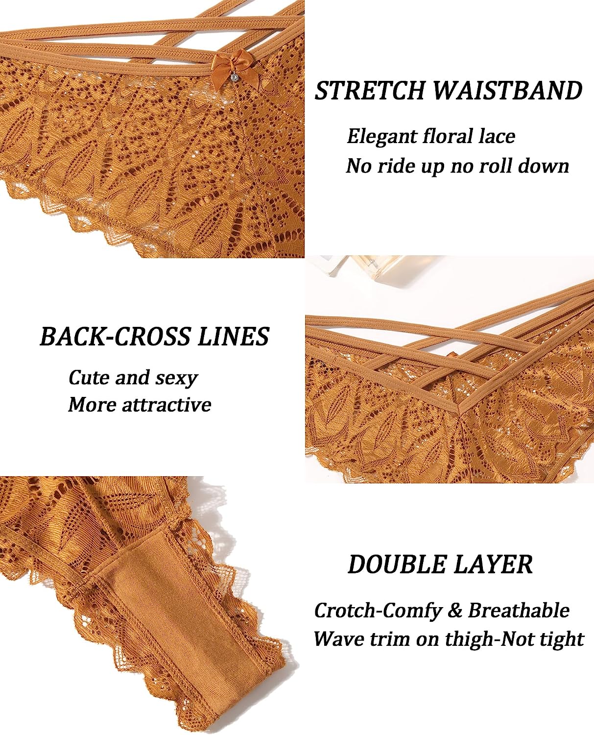 Avidlove Cheeky Panties for Lace Criss Cross Bikini Underwear Pack