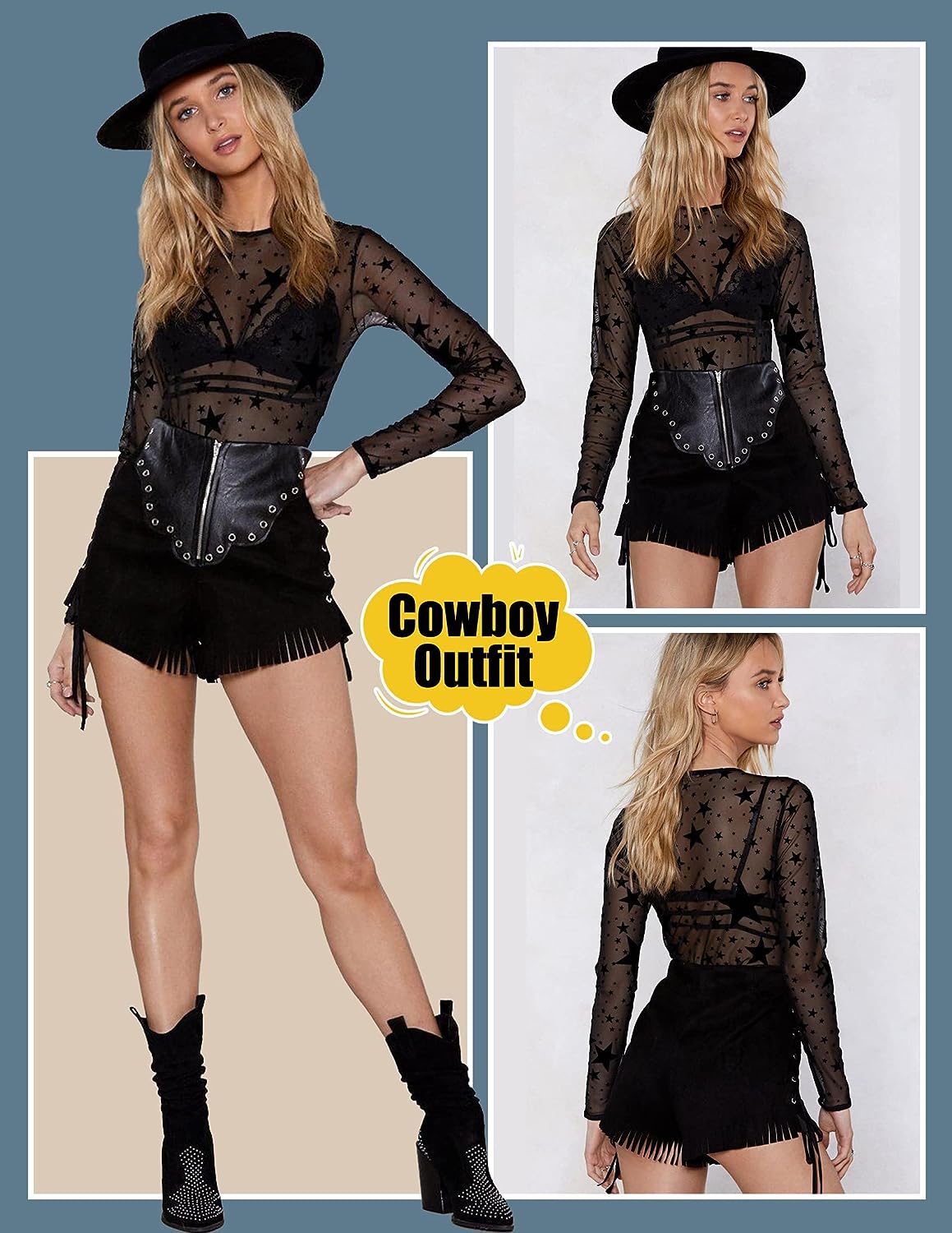Avidlove Mesh Bodysuit Black Long Sleeve Bodysuit Round Neck Sheer Leotards Bodysuit Tops Snap Crotch