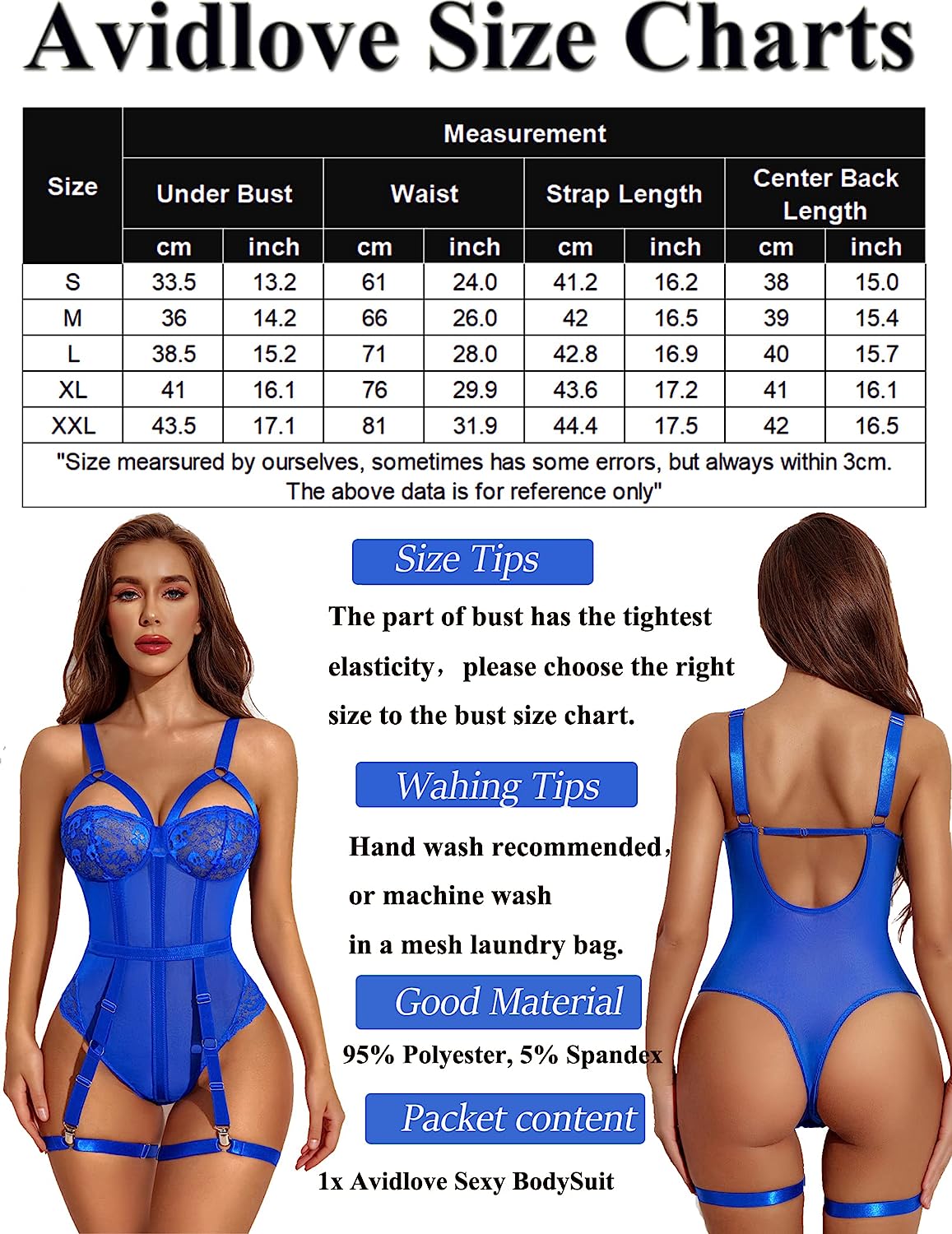 Avidlove Teddy Lingerie for with Garter Belt One Piece Lingerie Naughty Strappy Lingerie Lace Exotic Bodysuit
