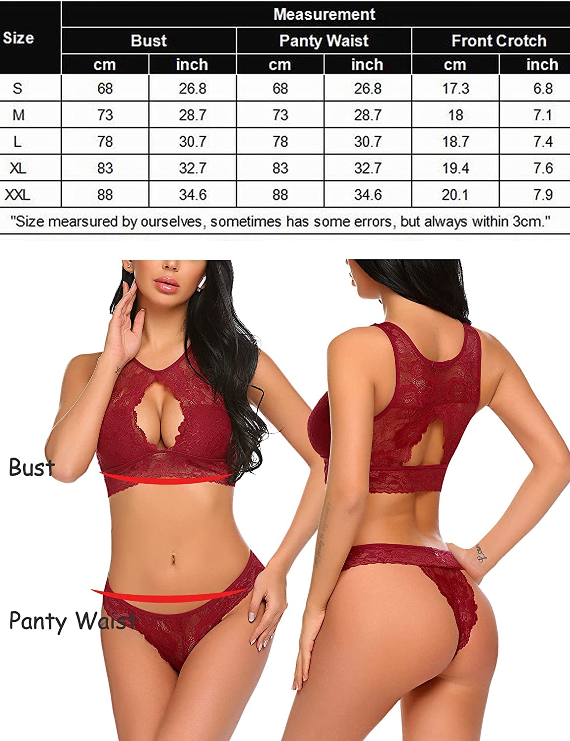 Avidlove Lingerie 2 Piece Lace Babydoll Bra and Panty Set Mini Sleepwear