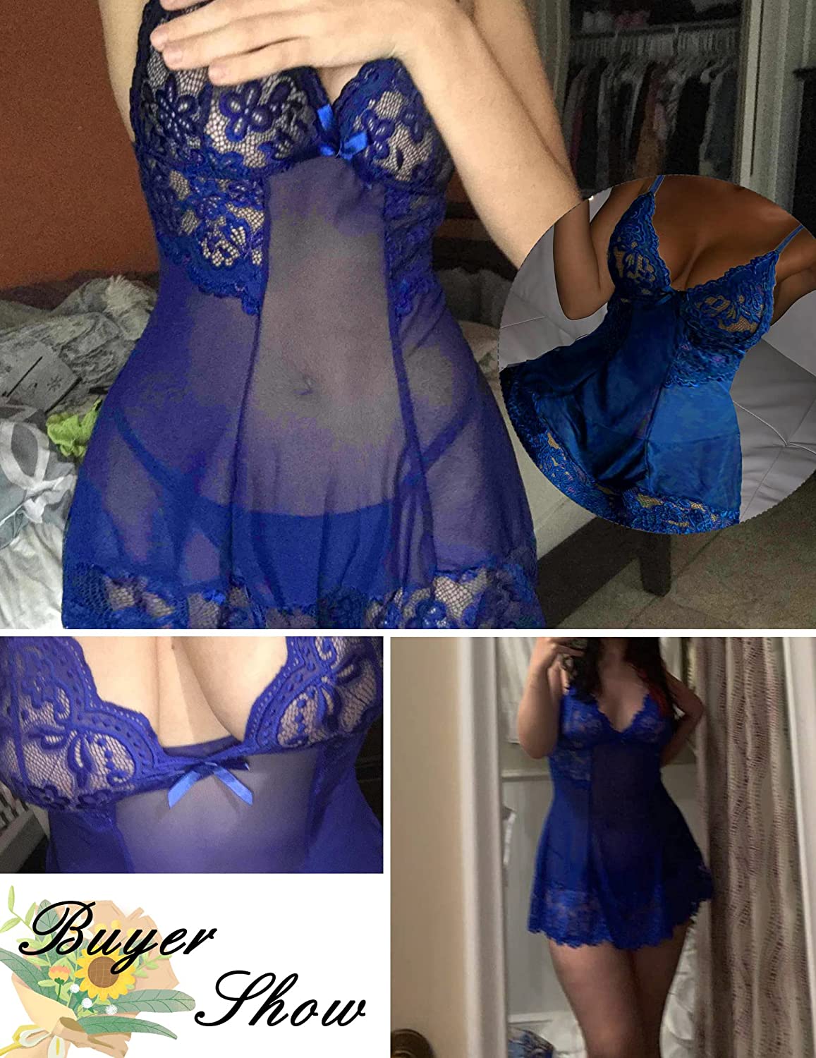 Avidlove Lingerie for Kinky Babydoll Lingerie Mesh Sleepwear Lace Chemise