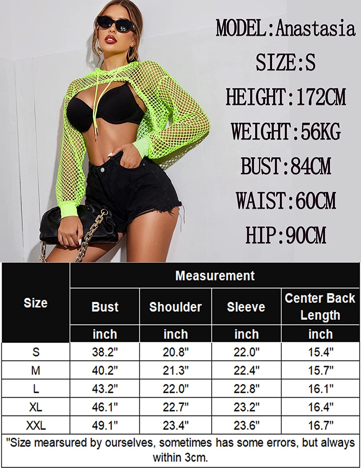 Avidlove Mesh Hoodie Crop Top Fishnet Shirt Long Sleeve Crop Top Hoodie