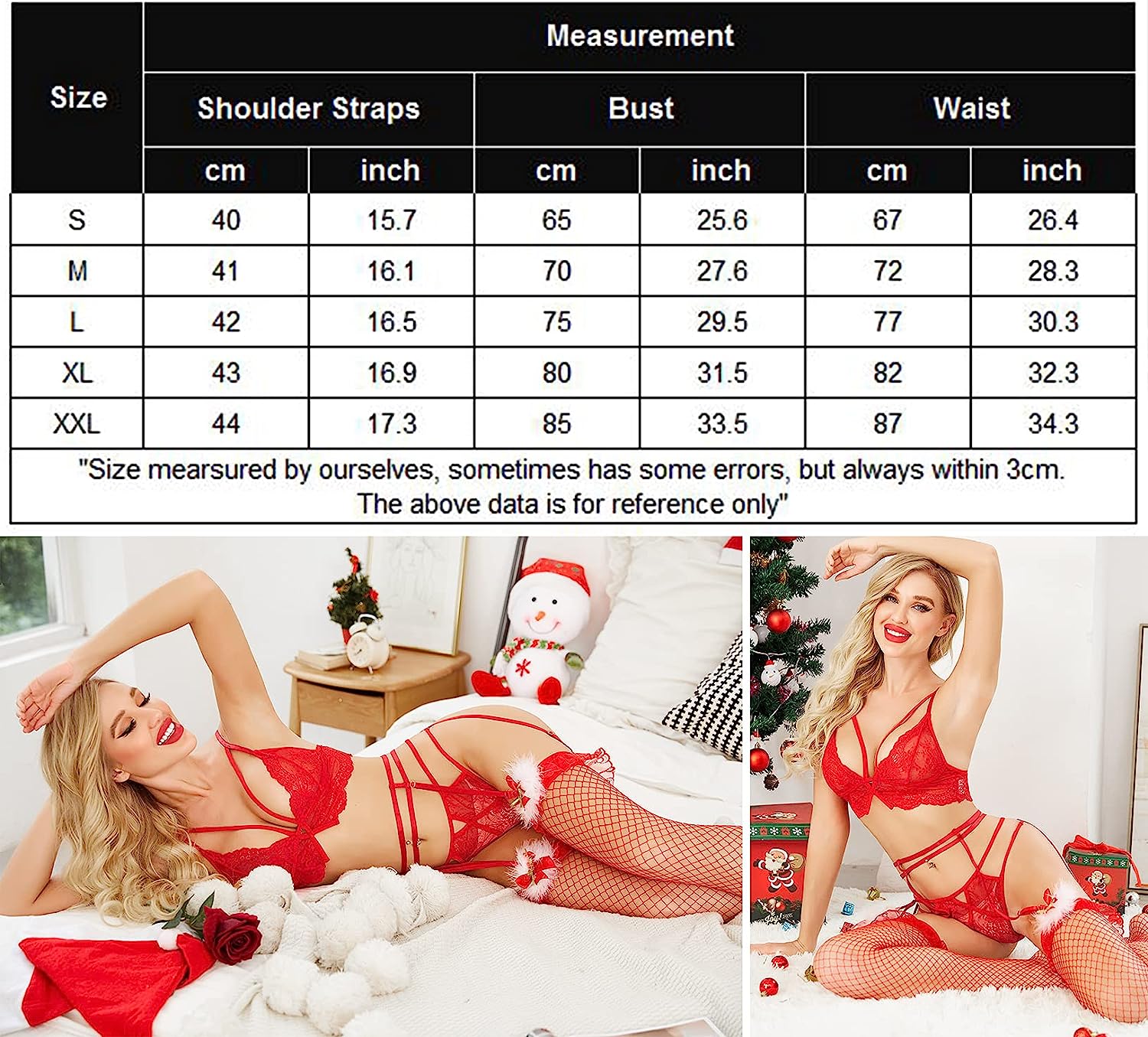 Avidlove Garter Lingerie Set Eyelash Lace Strappy Bra and Panty 3 piece Boudoir Outfits