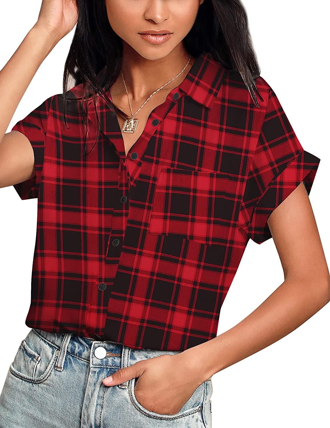 Button V -Neck Blouse