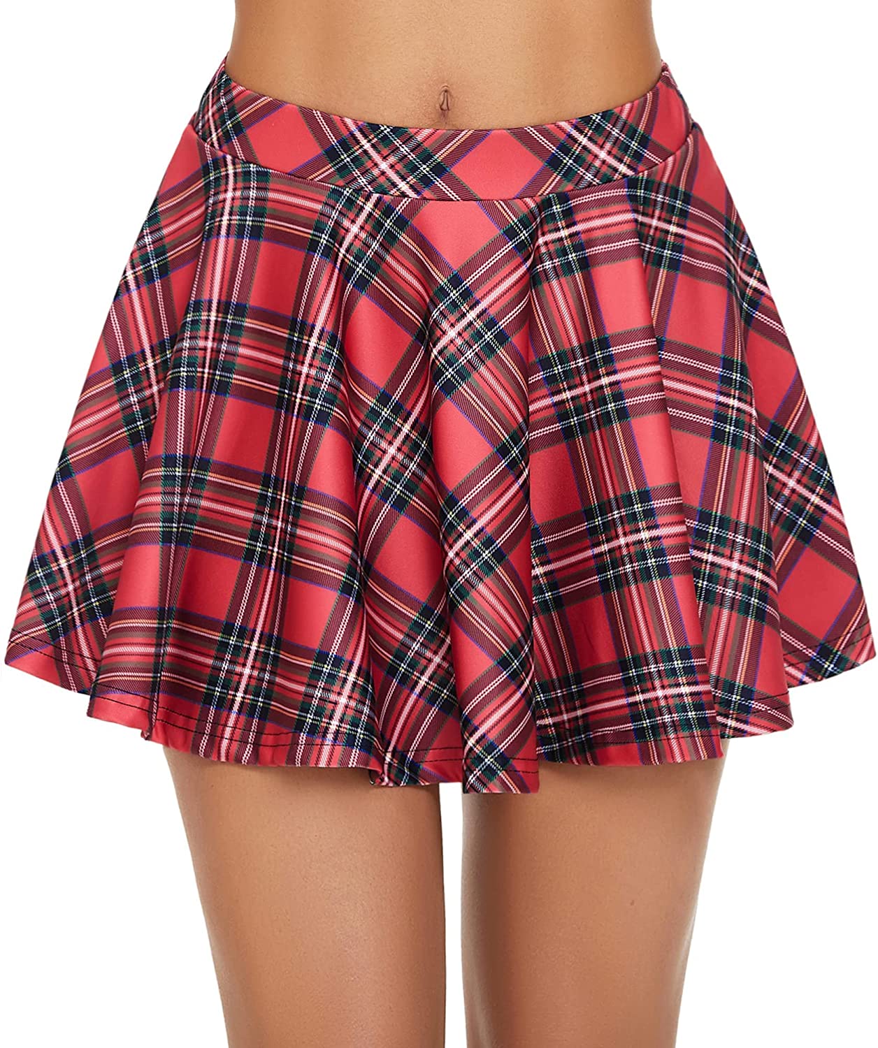 Avidlove Pleated Mini Skirt Plaid Skirts High Waist A Line Skater Skirt for Lingerie Schoolgirl