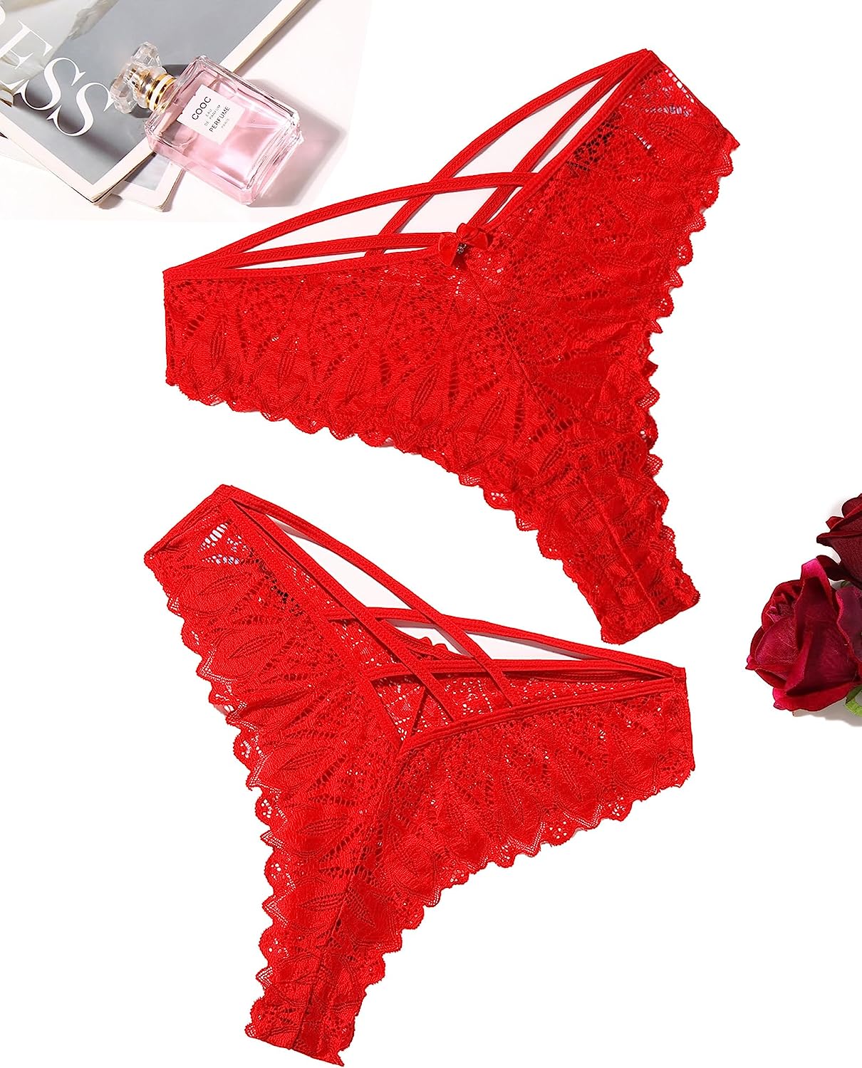 Avidlove Cheeky Panties for Lace Criss Cross Bikini Underwear Pack