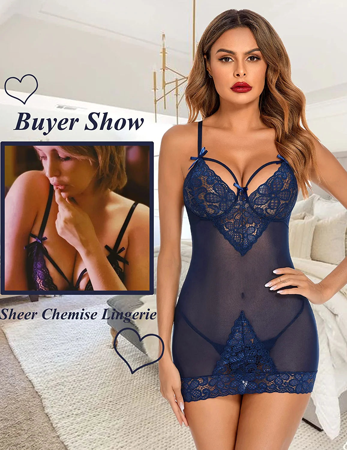 Avidlove Lingerie for Lace Chemises Strappy Babydoll Sleepwear Mini Dress S-XXXL