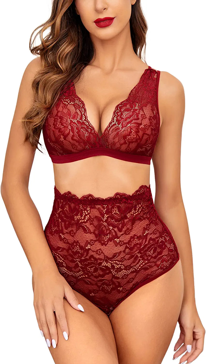 Avidlove Lingerie for High Waist Bra and Panty Set Strappy Babydoll Bodysuit