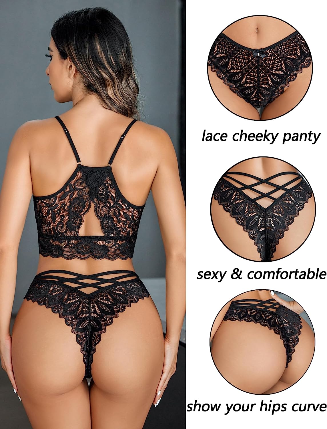 Avidlove Cheeky Panties for Lace Criss Cross Bikini Underwear Pack
